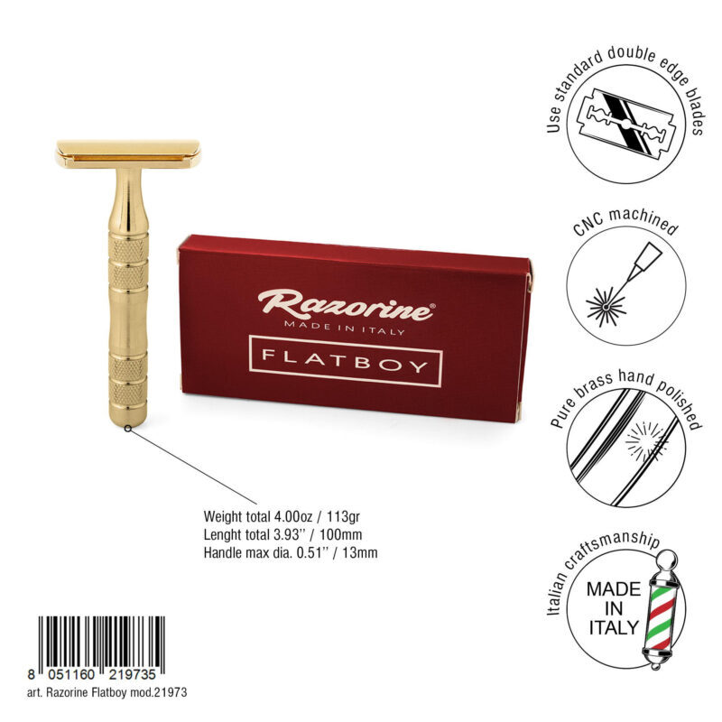 Rasoio di Sicurezza Razorine Flatboy 73 Brass