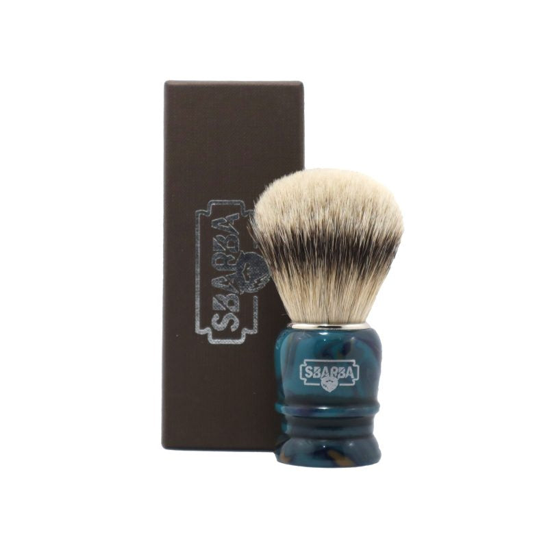 Pennello da Barba Smilzo Blu Ambrato Silvertip - Sbarba
