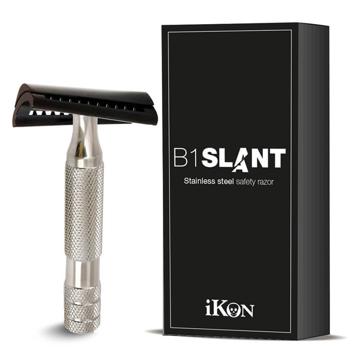 Rasoio di Sicurezza Ikon B1 Slant Manico Bulldog 80mm Inox Lucido