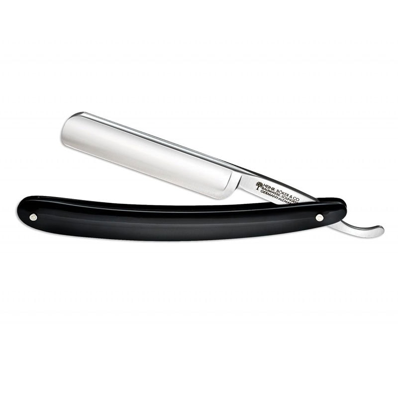 Rasoio a Mano Libera Boker 5/8 Punta Tonda Manico Nero