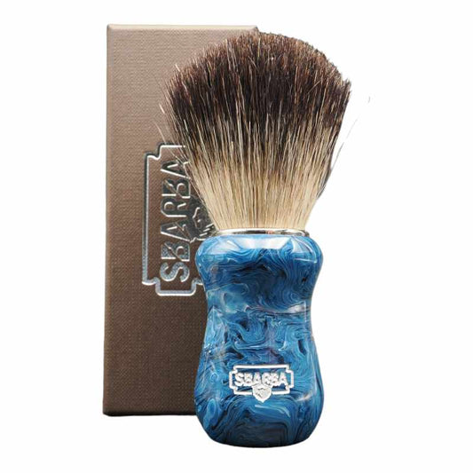 Pennello da Barba Classico Blu Oceano Misto Setola e Tasso - Sbarba