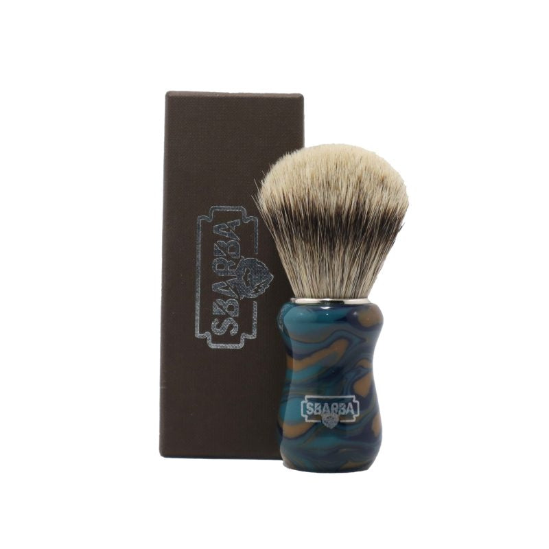 Pennello da Barba Classico Blu Ambrato Misto Silvertip e Two Band - Sbarba