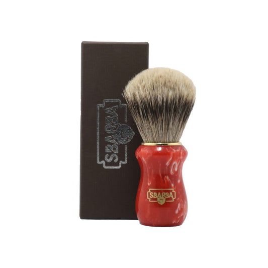Pennello da Barba Classico Rosso Corallo Misto Silvertip e Two Band - Sbarba