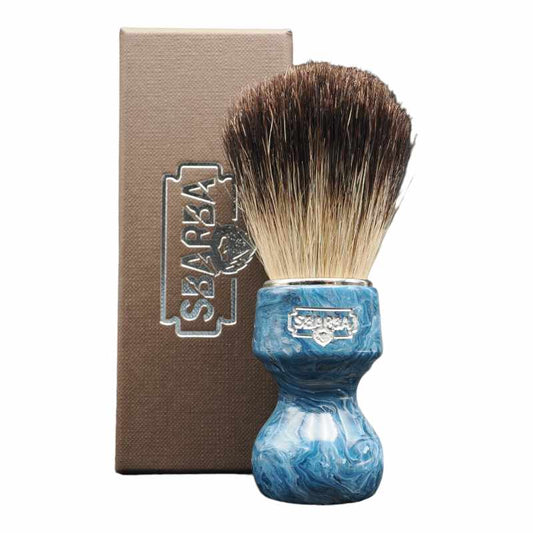 Pennello da Barba Nobile Blu Oceano Misto Setola e Tasso - Sbarba